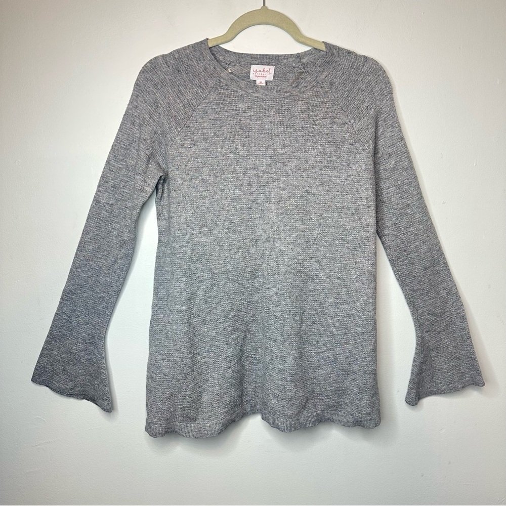 ISABEL Maternity Ingrid & Isabel Soft Knit Gray Pullover sweater Bell Sleeves M